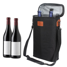 Leakproof Custom 2 Bottles Tote Wine Carrier Bag Portable Insulated Wine Cooler Bag